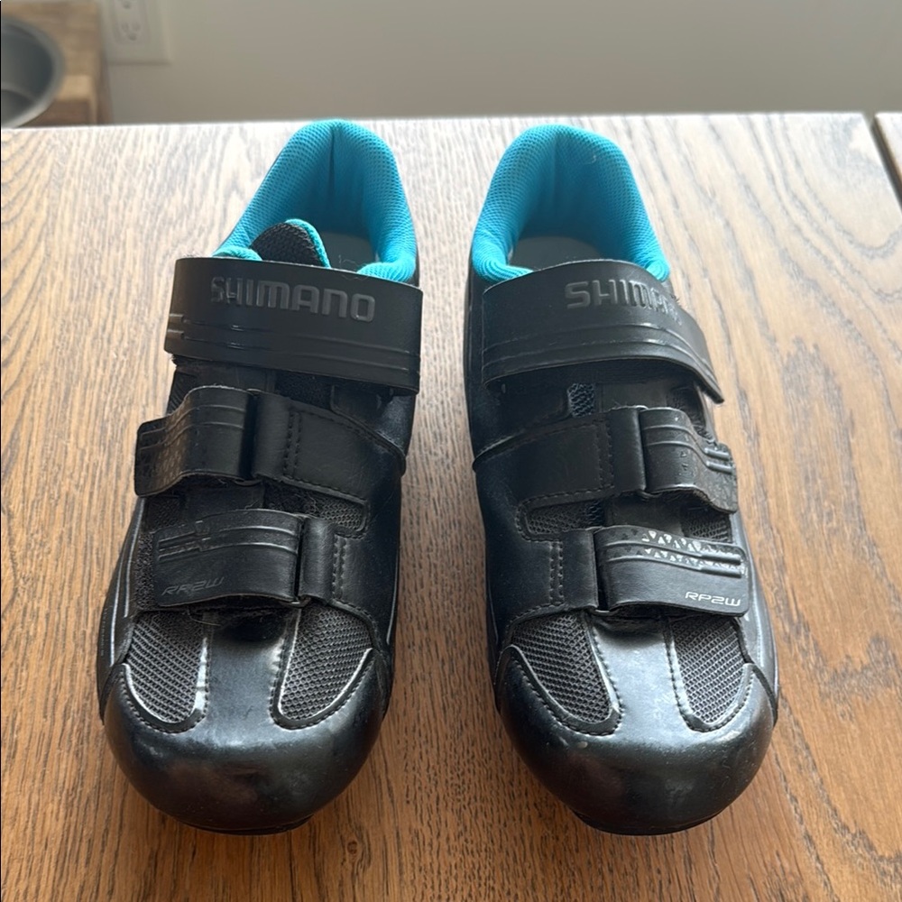 Shimano Black and Blue Cycling Sneakers with Velcro Straps